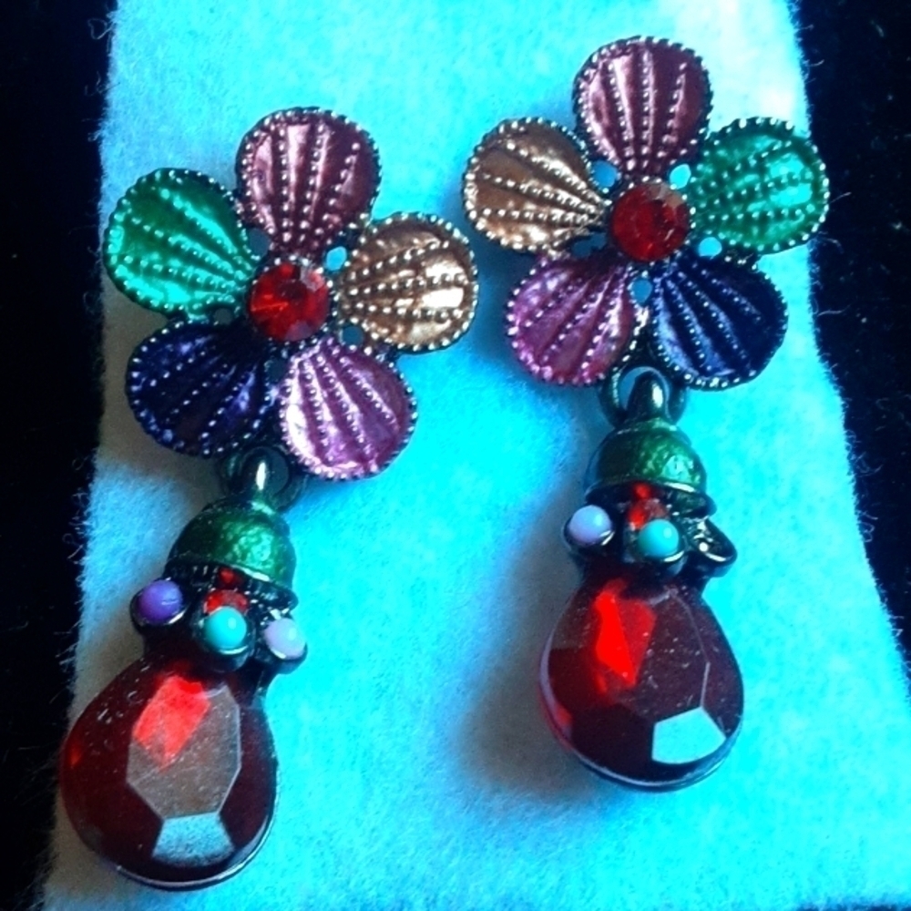 Multiple Colored Flower Earrings